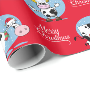 Westerne kerstkerstkerstkoeien cadeaupapier