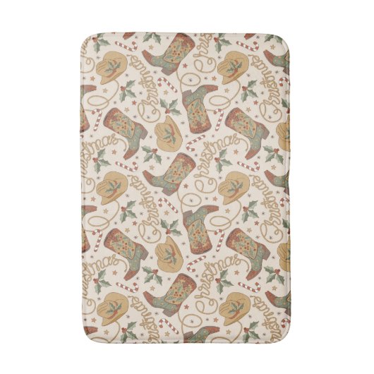 Westerne kerstlaarzen en Petten Badmat (Voorkant Verticaal)