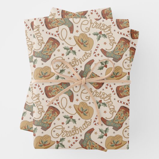 Westerne kerstlaarzen en Petten Inpakpapier Vel (In situ)