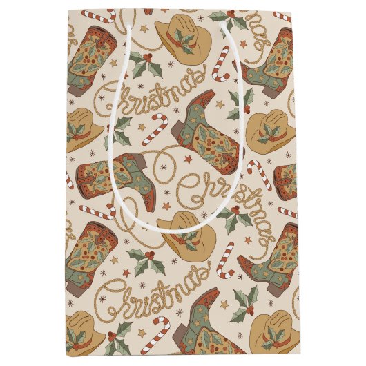 Westerne kerstlaarzen en Petten Medium Cadeauzakje (Voorkant)