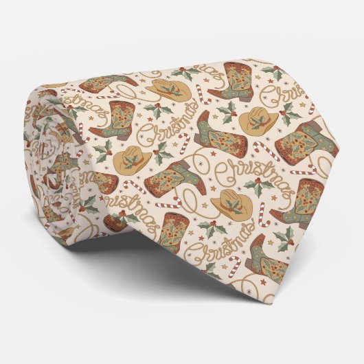 Westerne kerstlaarzen en Petten Stropdas (Opgerold)