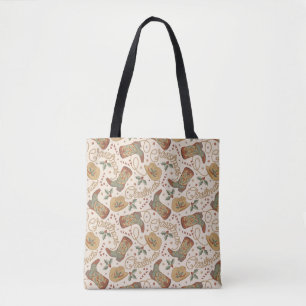 Westerne kerstlaarzen en Petten Tote Bag