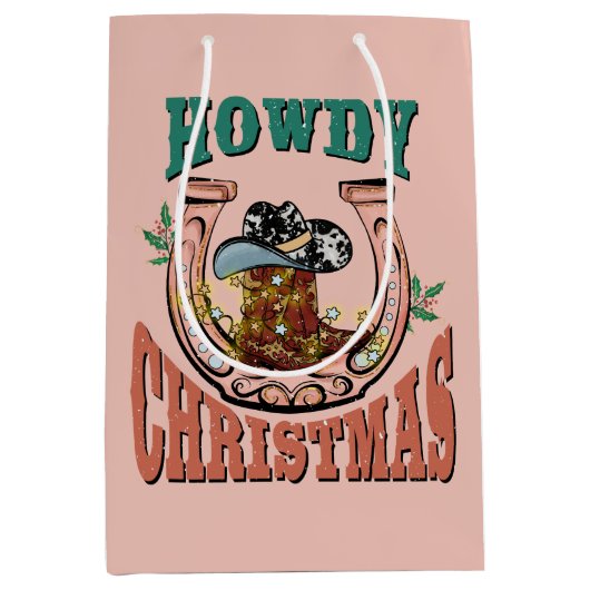 Westerne kerstlaarzen voor feestland medium cadeauzakje (Voorkant)