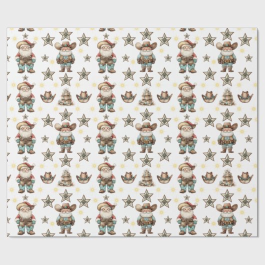 Westerne kerstman cadeaupapier (Vlak)