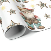 Westerne kerstman cadeaupapier (Rol Hoek)