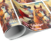 Westerne kerstman en paardenkerst cadeaupapier (Rol Hoek)