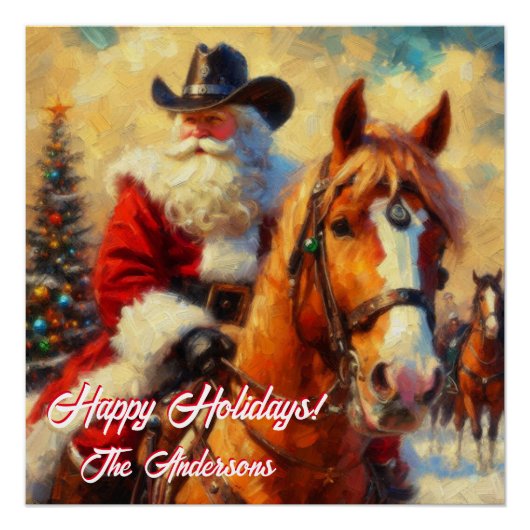 Westerne kerstman en paardenkerst perfect poster (Voorkant)