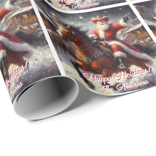 Westerne kerstman en Pistool kerst Cadeaupapier (Rol Hoek)