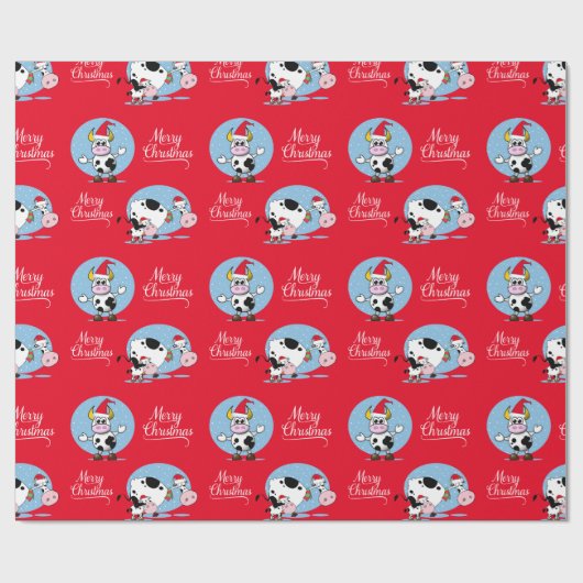 Westerne kerstman Koeien Cadeaupapier (Vlak)