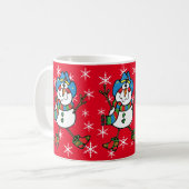 Westerne kerstman met cowboy Snowman op rood Koffiemok (Voorkant links)