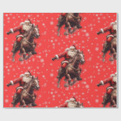 Westerne Kerstman op Horse Wrapping papier (Vlak)