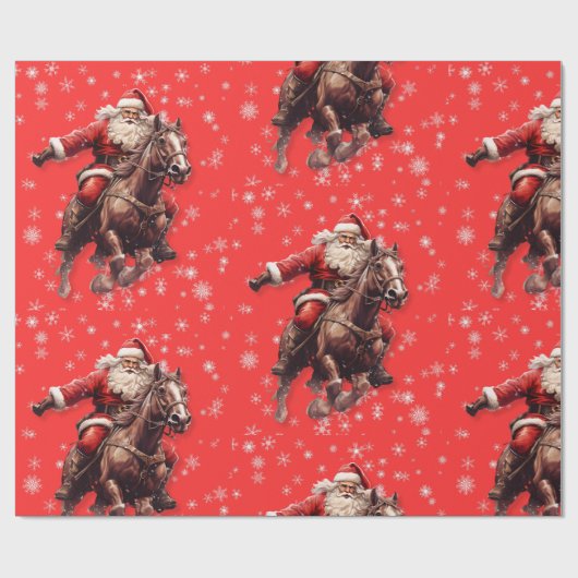 Westerne Kerstman op Horse Wrapping papier (Vlak)