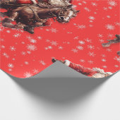 Westerne Kerstman op Horse Wrapping papier (Hoek)