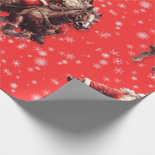 Westerne Kerstman op Horse Wrapping papier (Hoek)