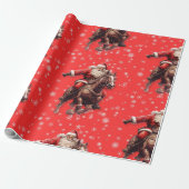 Westerne Kerstman op Horse Wrapping papier (Uitgerold)