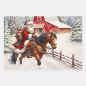 Westerne Kerstman te paard Country Christmas Inpakpapier Vel (Voorkant 3)