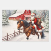 Westerne Kerstman te paard Country Christmas Inpakpapier Vel (Voorkant 2)