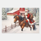 Westerne Kerstman te paard Country Christmas Inpakpapier Vel (Voorkant)