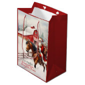 Westerne Kerstman te paard Country Christmas Medium Cadeauzakje (Voorkant Gekanteld)