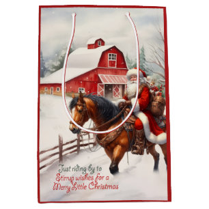 Westerne Kerstman te paard Country Christmas Medium Cadeauzakje