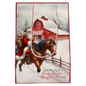 Westerne Kerstman te paard Country Christmas Medium Cadeauzakje (Achterkant)