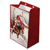 Westerne Kerstman te paard Country Christmas Medium Cadeauzakje (Achterkant Gekanteld)