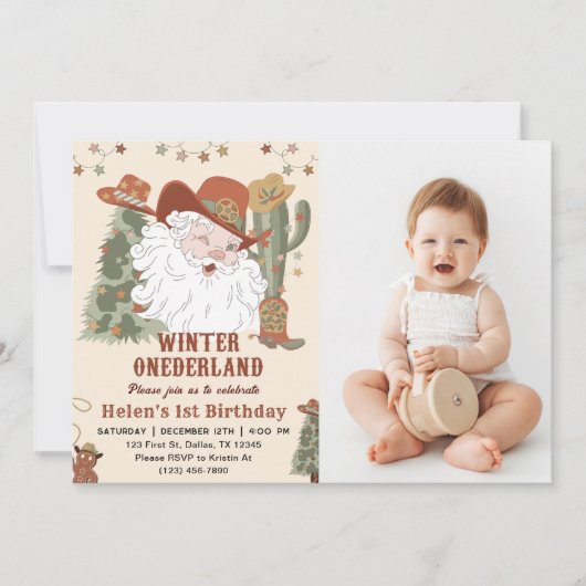 Westerne Kerstman Winter Onederland Kerstdag Kaart (Voorkant)