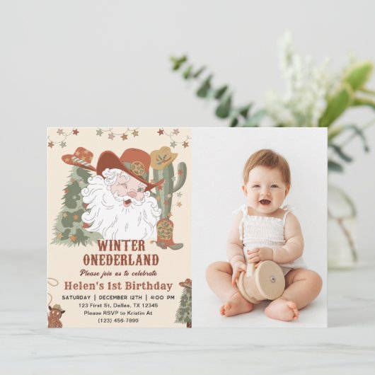 Westerne Kerstman Winter Onederland Kerstdag Kaart (Staand voorkant)