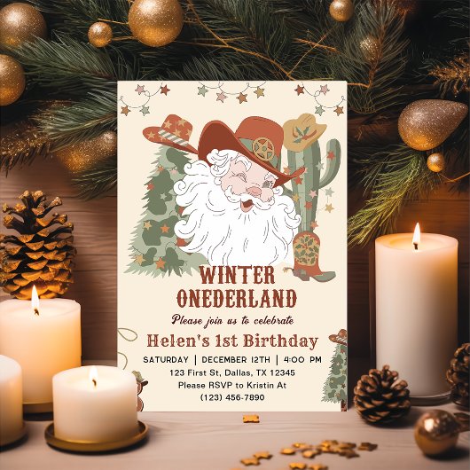 Westerne Kerstman Winter Onederland Kerstdag Kaart