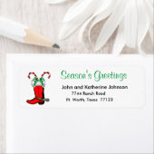 Westerne Kerstmis Cowboy Boot Seizoen Groeten Etiket (Insitu)