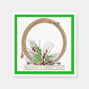 Westerne Kerstmis Cowboy Lariat Wreath Servetten