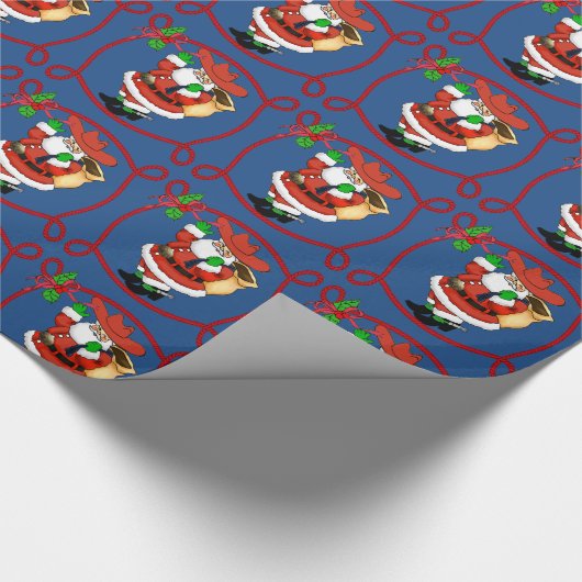Westerne Kerstmis Cowboy Santa Cadeaupapier (Hoek)
