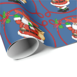Westerne Kerstmis Cowboy Santa Cadeaupapier