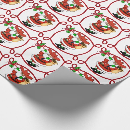 Westerne Kerstmis Cowboy Santa Cadeaupapier (Hoek)