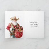 Westerne Kerstmis Cowboy Santa Kaart (Binnen)