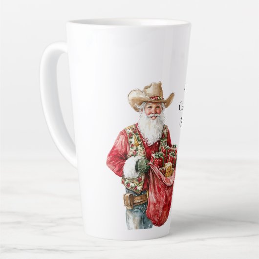 Westerne Kerstmis Cowboy Santa Latte Mok (Linkerhoek)