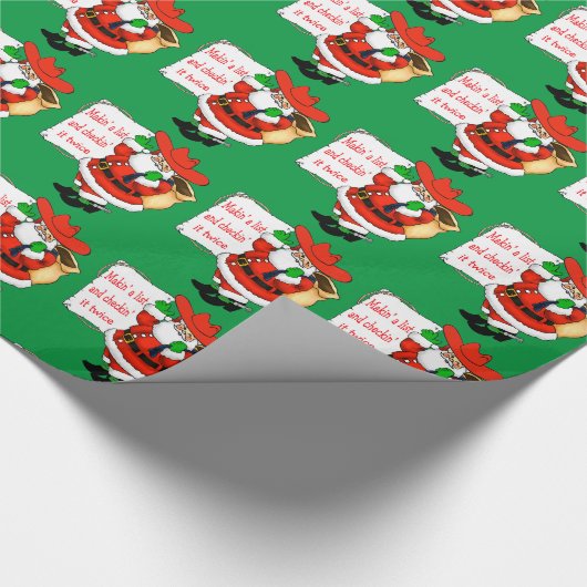 Westerne Kerstmis Cowboy Santa Makin 'A Lijst Cadeaupapier (Hoek)