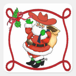Westerne Kerstmis Cowboy Santa Stickers