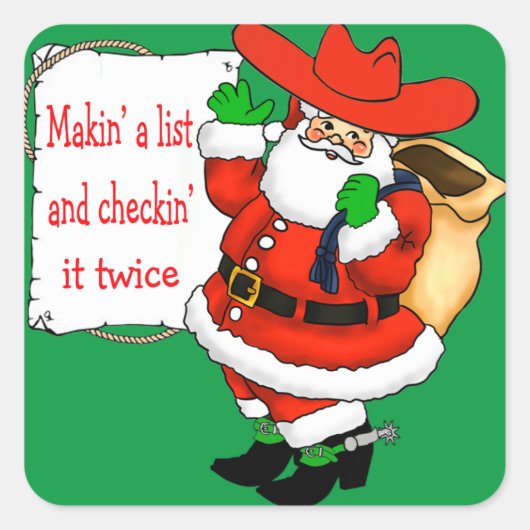 Westerne Kerstmis Cowboy Santa Stickers (Voorkant)