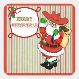 Westerne Kerstmis Cowboy Santa Stickers