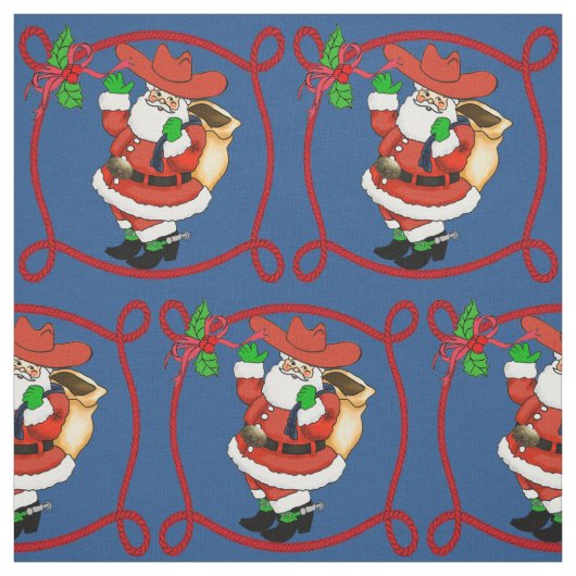 Westerne Kerstmis Cowboy Santa Stof (Swatch)