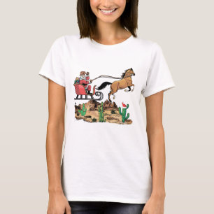 Westerne Kerstmis met cowboy Santa Horse T-shirt