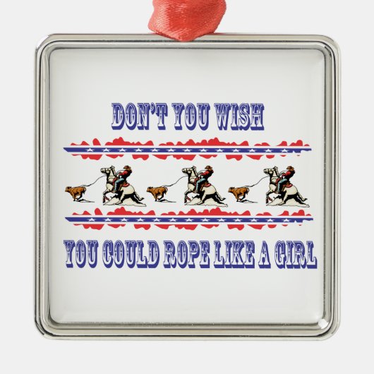 Westerne kerstornament Rodeo Calf Roping Metalen Ornament (Voorkant)