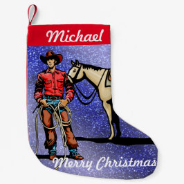 Westerne kerststaart cowboy met paard kleine kerstsok