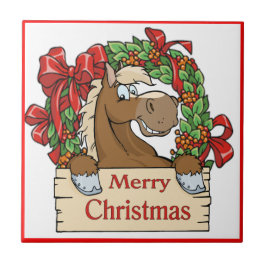 Westerne kersttong met grote borden tegeltje