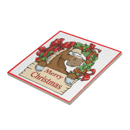 Westerne kersttong met grote borden tegeltje