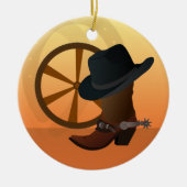 Westerne kerstversiering van Cowboy Keramisch Ornament (Voorkant)