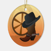 Westerne kerstversiering van Cowboy Keramisch Ornament (Links)