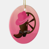 Westerne kerstversiering van Cowgirl Keramisch Ornament (Rechts)