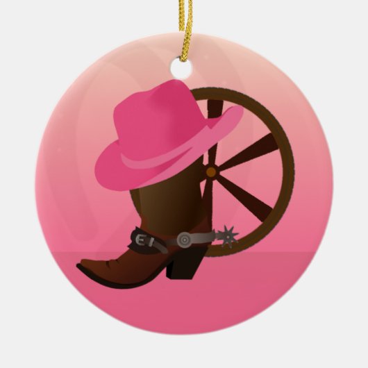 Westerne kerstversiering van Cowgirl Keramisch Ornament (Voorkant)